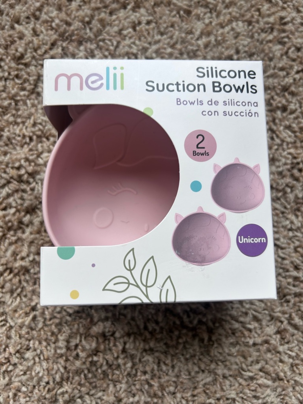 Silicone Suction Bowls for Kids - Pink (Unicorn) - 2 Pack
